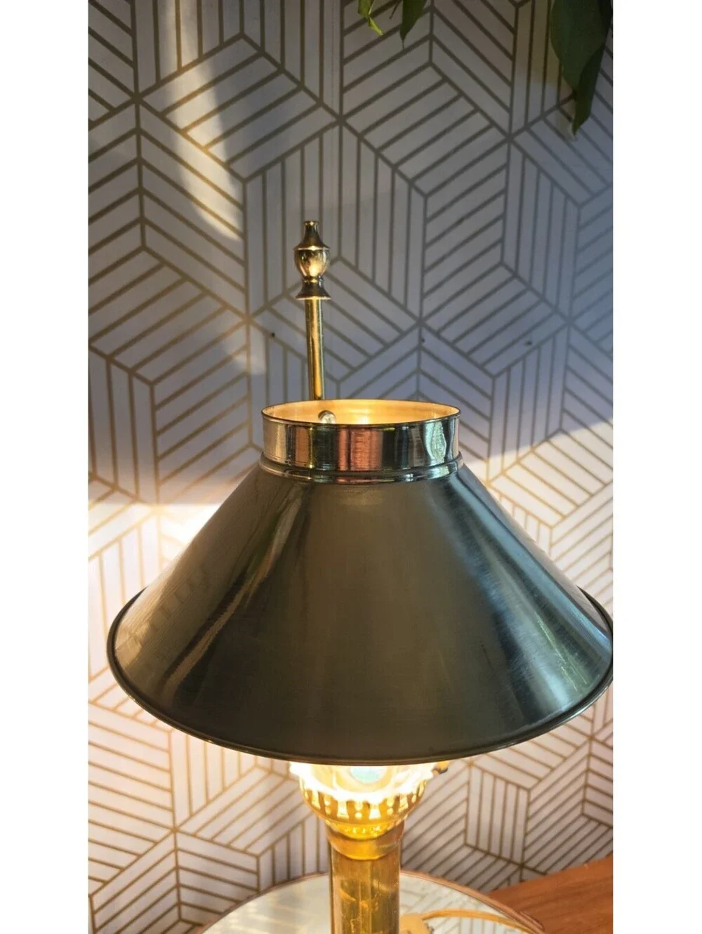 Vintage Paris Istanbul Orient Express Brass & Glass Clawfoot Lamp Adjustable